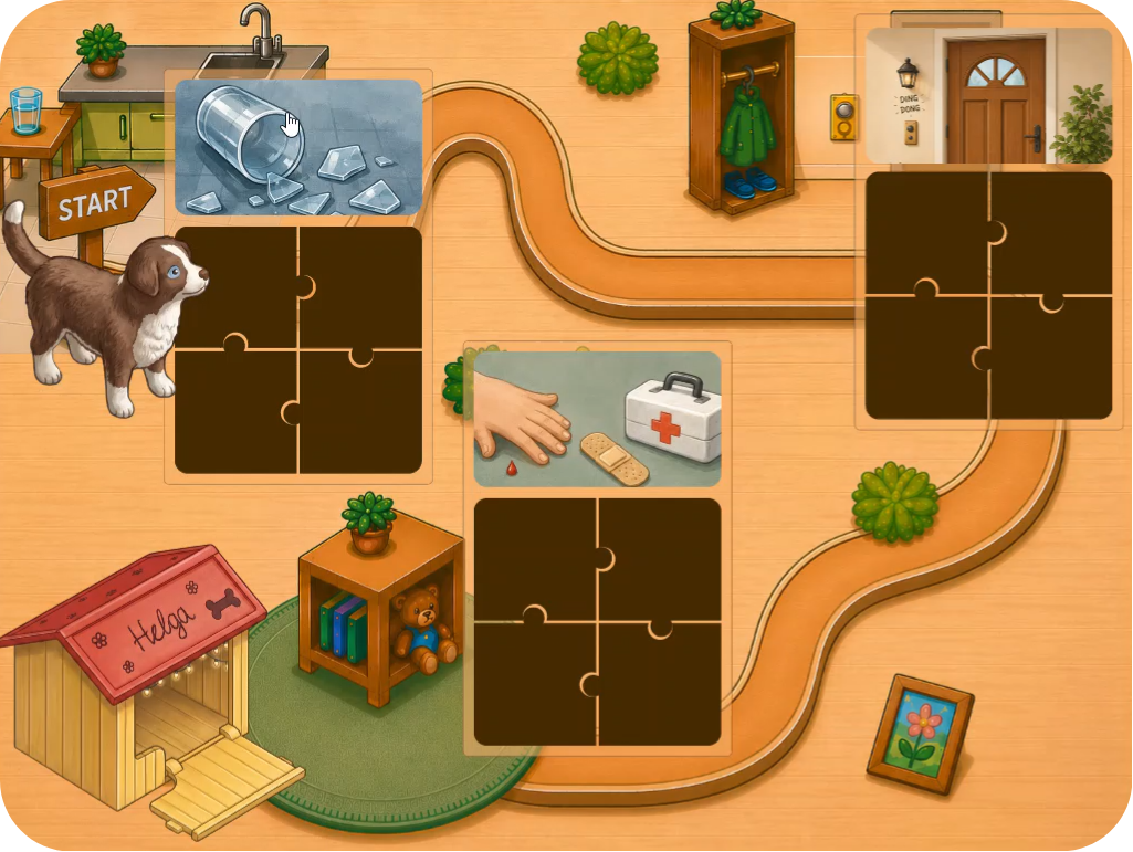 Illustration of a puzzle with a real-world scenario