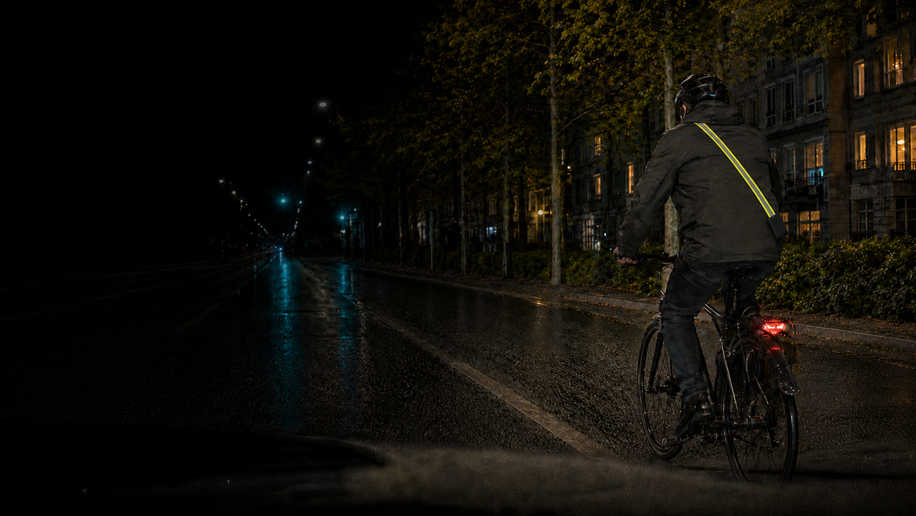 Reflective band worn around a cyclist's upper body