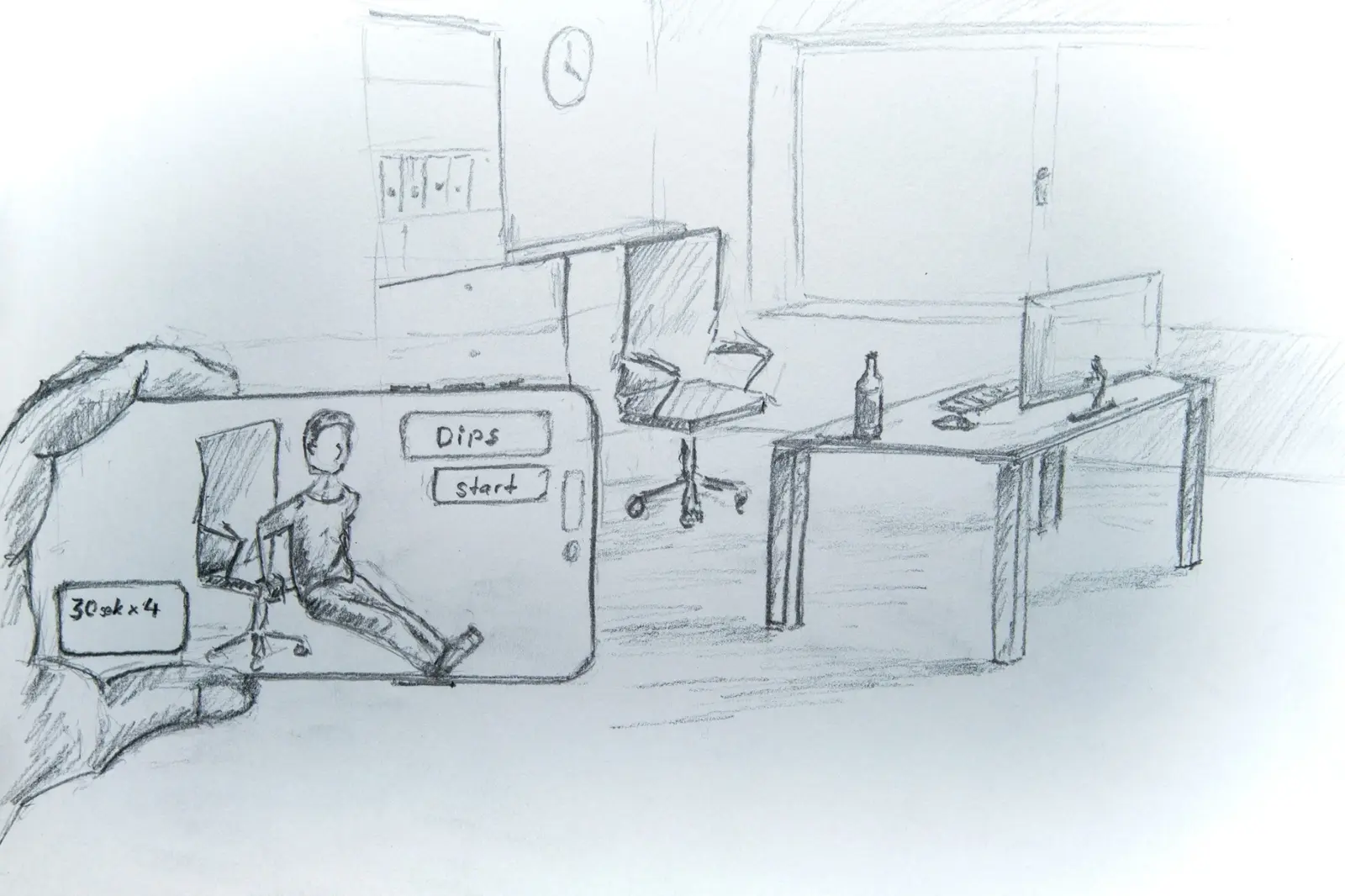 Sketch of the Flow Makers exercise application used in a workplace
